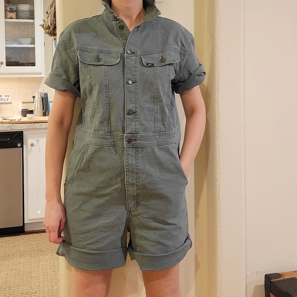 Lee Vintage modern green utility /jumpsuit size M, Green Denim - Picture 5 of 16
